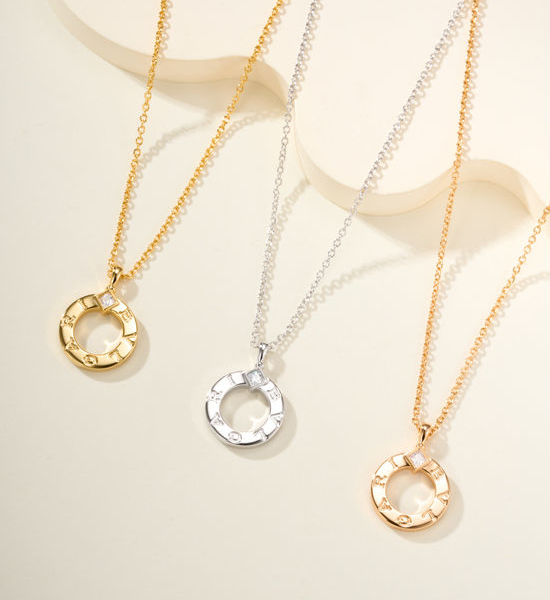 Bottega Veneta BV Engraved Pendant Necklace With Diamond