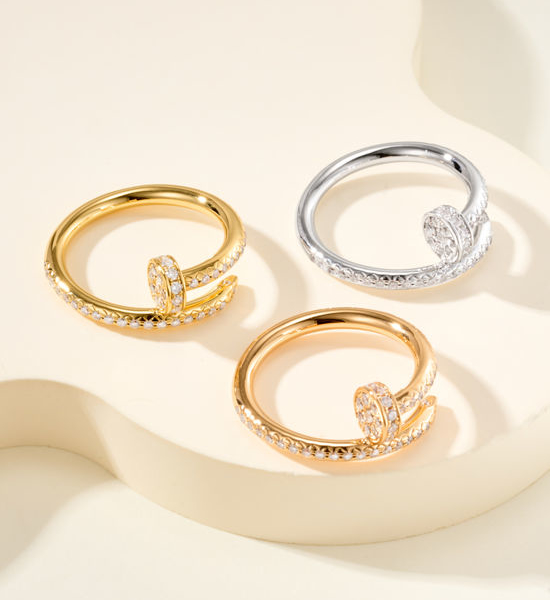 Cartier Thin Full Rhinestone Nail Ring Classic Jewelry