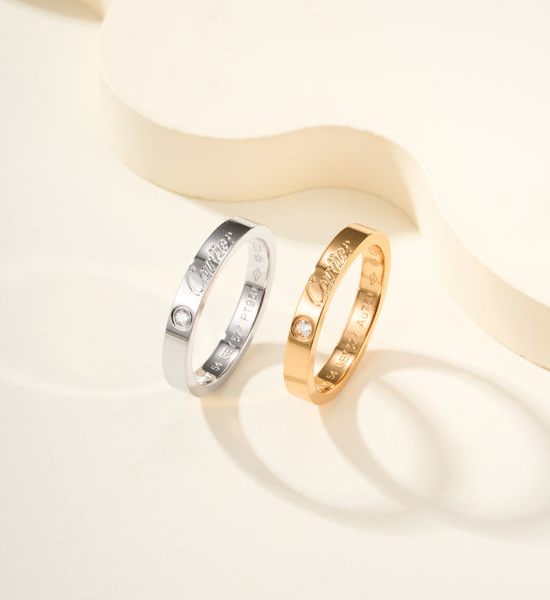 Cartier Single Diamond Engraved Ring Premium Craft
