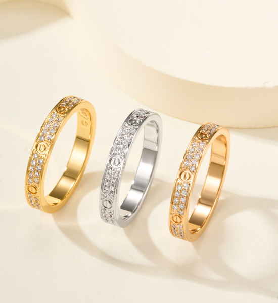 Cartier Diamond Paved Couple Band Ring
