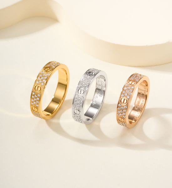 Cartier Three Row Paved Diamond Ring