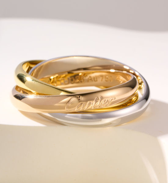 Cartier Three Tone Interlocking Band Ring