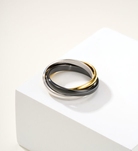 Cartier Black Ceramic Three Band Ring