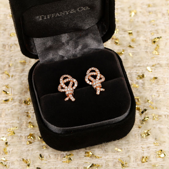 Tiffany & Co. Diamond Key Stud Earrings Elegant Jewelry