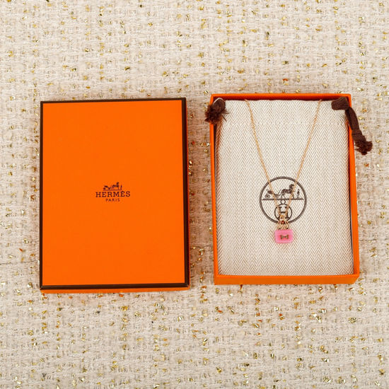 Hermes Pink Opal Adjustable Pendant Necklace