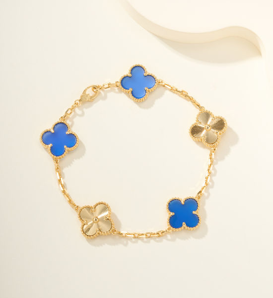 Van Cleef & Arpels VCA Carved Blue Chalcedony Bracelet