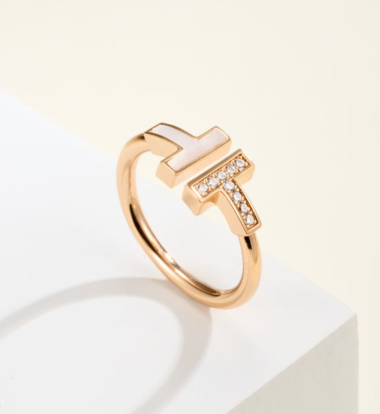 Tiffany & Co. Mother of Pearl Inlaid Zircon Band Ring