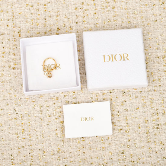 Christian Dior CD Pearl Drop Openwork Ring