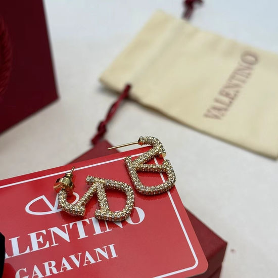 Valentino Sleek Delicate Rhinestone Decor Stud Earrings
