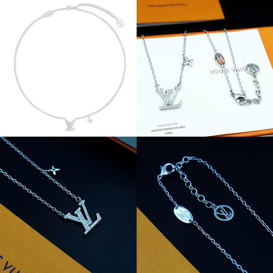 Louis Vuitton LV Crystal Letter Pendant Necklace