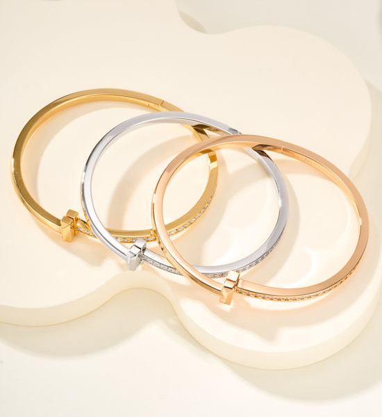 Tiffany & Co. Narrow Diamond-studded T-shaped Bangle