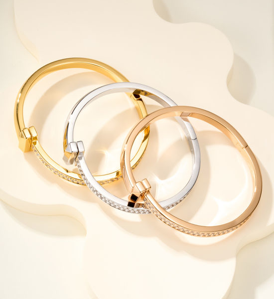 Tiffany & Co. Wide Diamond-studded T-shaped Bangle
