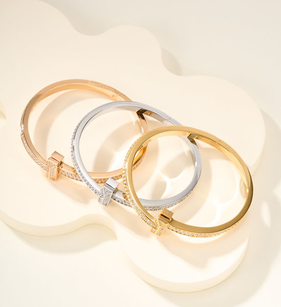 Tiffany & Co. Full Diamond Wide T-shaped Bangle
