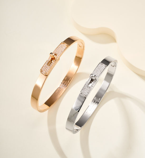 Hermes Diamond Inlaid Rotating Open Bangle