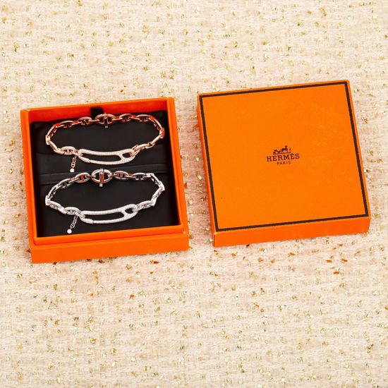 Hermes Sparkling Full Diamond Ring Buckle Bracelet