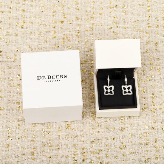 De Beers Lotus Shape Diamond Inlaid Earrings