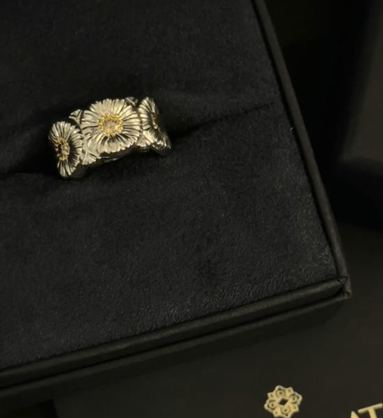 Celine Gemstone Daisy Gold Plated Ring
