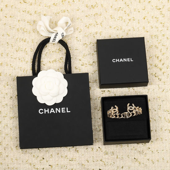 Chanel Heart Chain Adjustable Bangle Bracelet