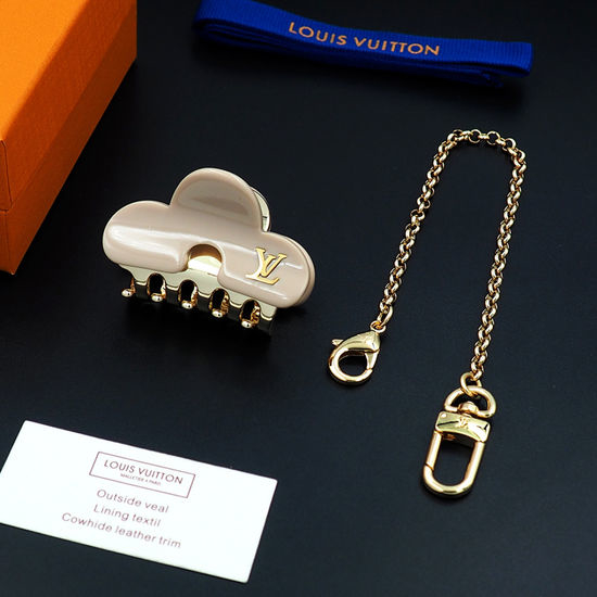 Louis Vuitton LV Acrylic Metal Hair Claw with Chain