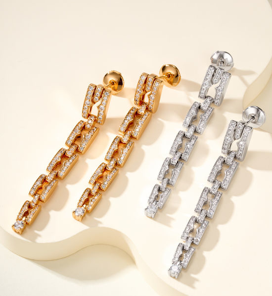 Bvlgari Full Diamond Spiral Long Earrings
