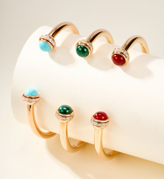 Piaget Rotatable Gemstone Jewelry Set Bracelet Ring