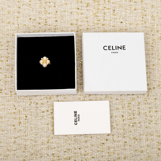 Celine Pearl Inlaid Crystal Ring