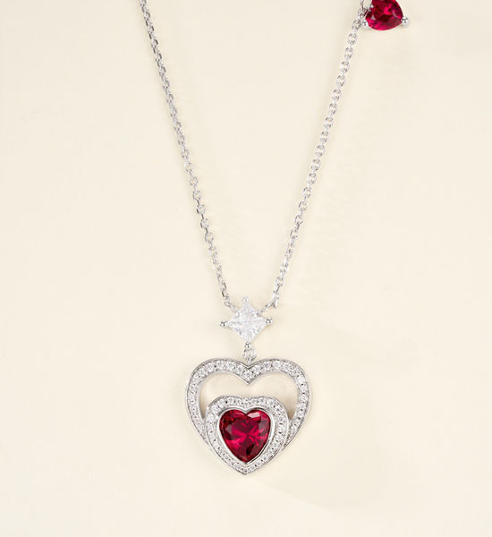 Fred Heart Shape Ruby Sparkling Necklace