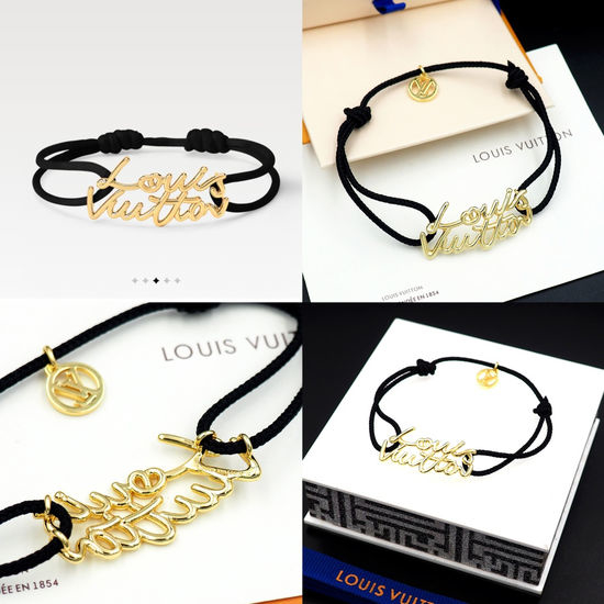 Louis Vuitton LV Woven Fabric Bracelet Metal Logo Jewelry