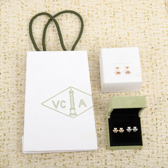 Van Cleef & Arpels VCA Mini Full Diamond Clover Stud Earrings