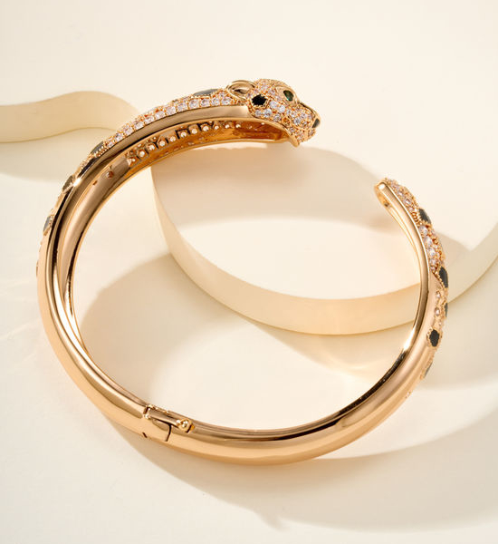 Cartier Leopard Pattern Gold Diamond Bangle Bracelet