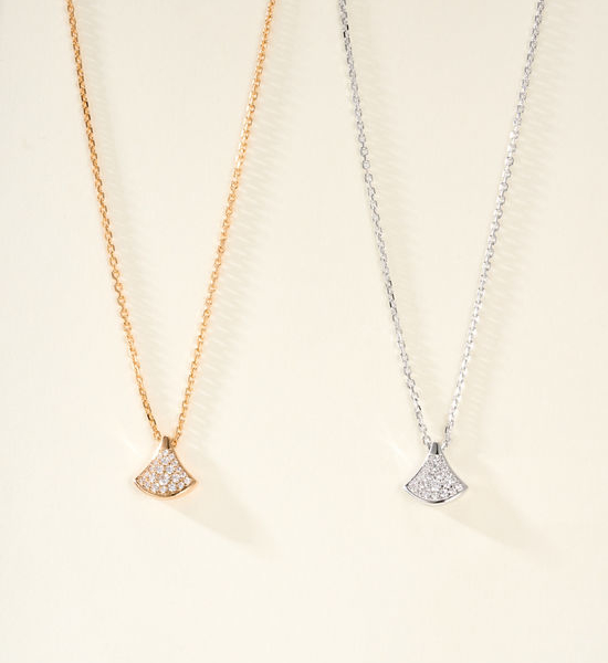 Bvlgari Fan Shape Full Diamond Necklace Elegant Jewelry