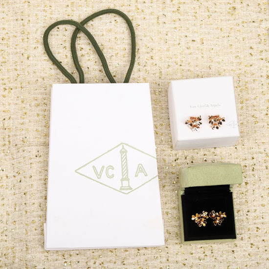 Van Cleef & Arpels VCA Clover Ear Clips Diamond Inlaid Jewelry