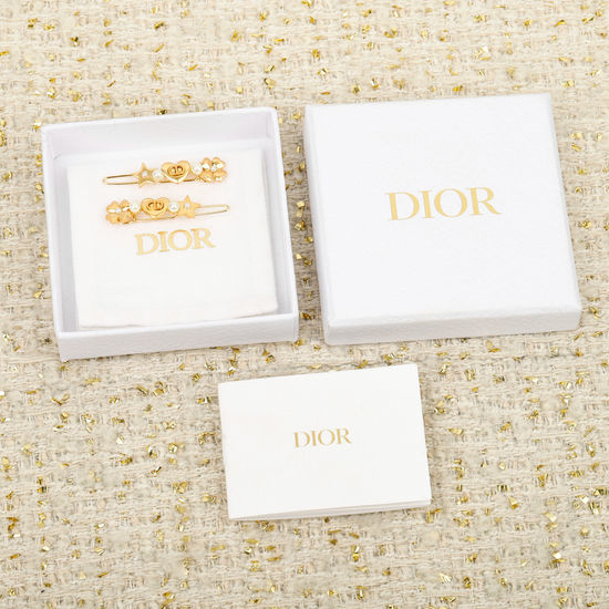 Christian Dior CD Pearl Decorative Fashion Hair Clips Pair