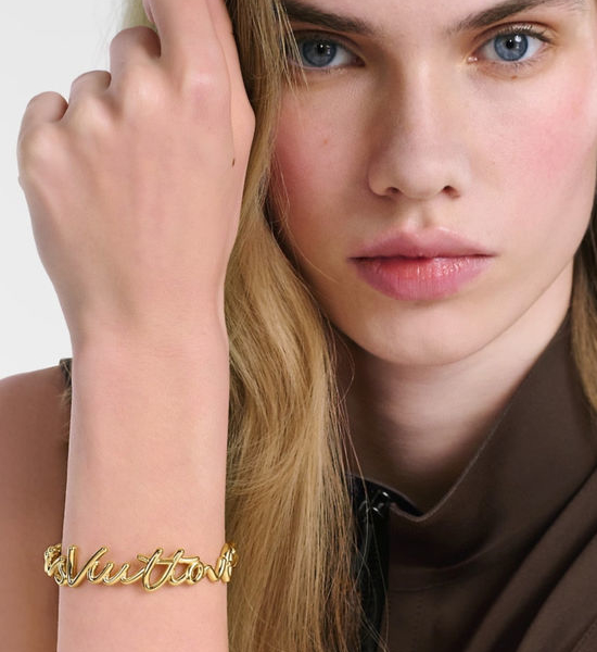 Louis Vuitton LV Sleek Handwriting Engraved Bangle Bracelet