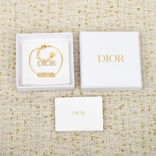 Christian Dior CD Diamond Chain Letter Bracelet