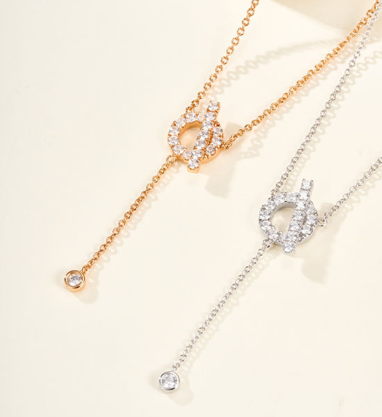 Hermes Rose Gold Diamond Y Necklace Bracelet