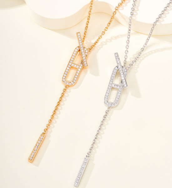 Hermes Classic Rhinestone Clavicle Chain Necklace Timeless