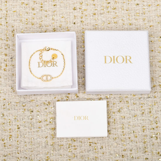 Christian Dior CD Half Diamond Half Pearl Bracelet Necklace