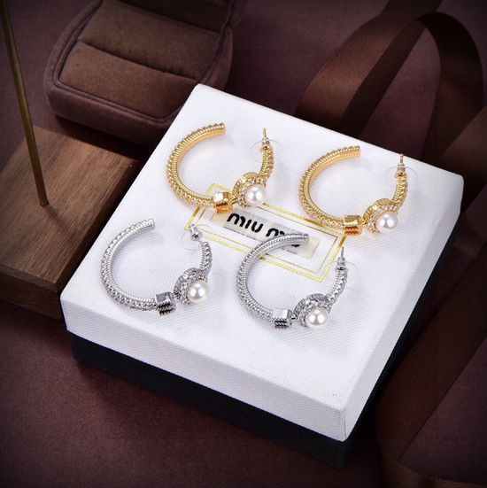 Miu Miu Premium Metal Letter Drop Earrings