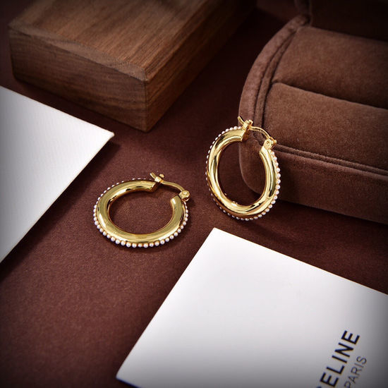 Celine Simple Stylish 18K Gold Stud Earrings
