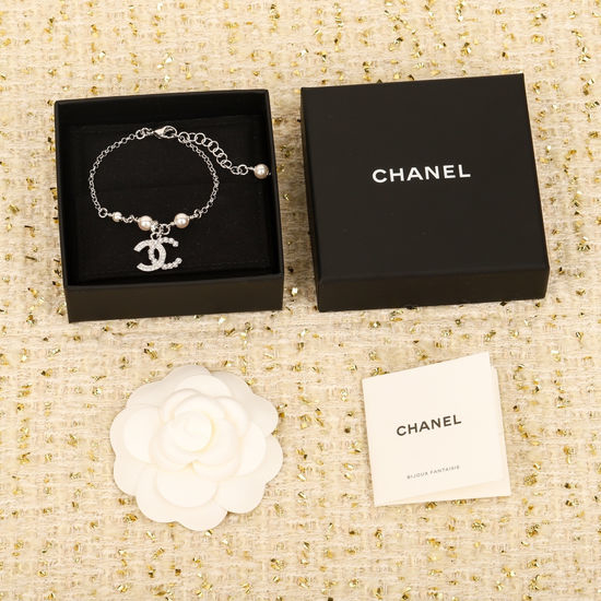 Chanel Pearl And Crystal Embellished Bracelet