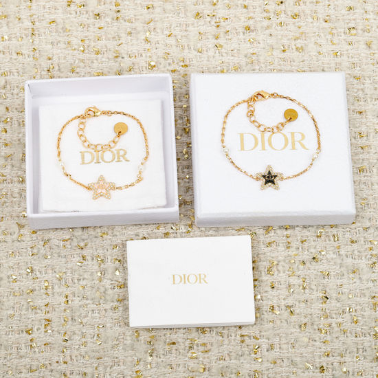 Christian Dior CD Star Resin Bracelet Rhinestone Delicate Jewelry