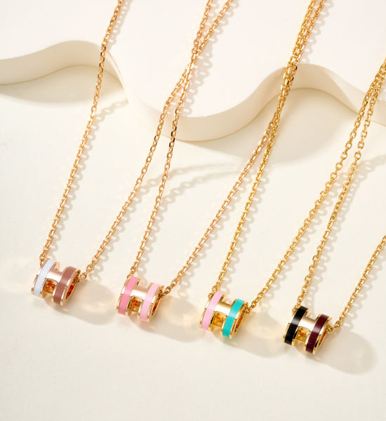 Hermes Color Block Pendant Necklace