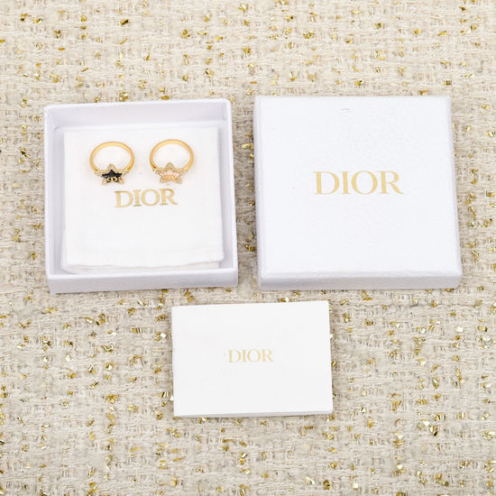 Christian Dior CD Star Resin Rhinestone Ring