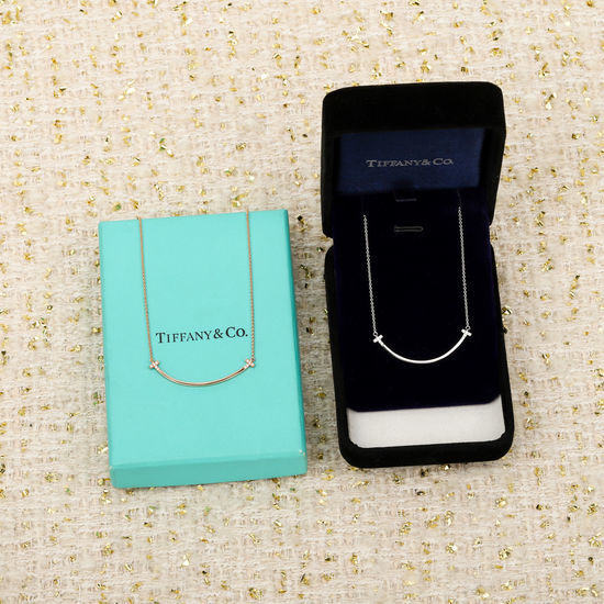 Tiffany & Co. Sterling Silver Diamond Smile Necklace