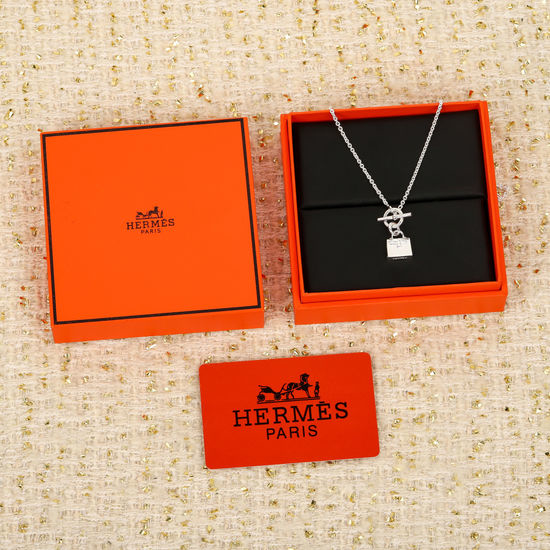 Hermes Solid Pendant Necklace with Anti-counterfeiting Stamp