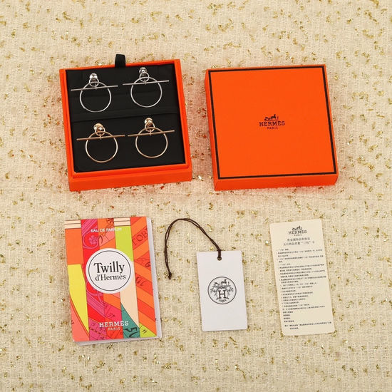 Hermes Minimalist Geometric Sterling Silver Earrings