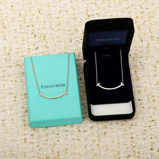 Tiffany & Co. Diamond Inlaid Smile Shape Necklace
