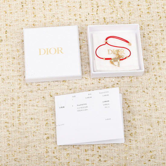 Christian Dior CD Delicate Lucky Pegasus Red Rope Bracelet
