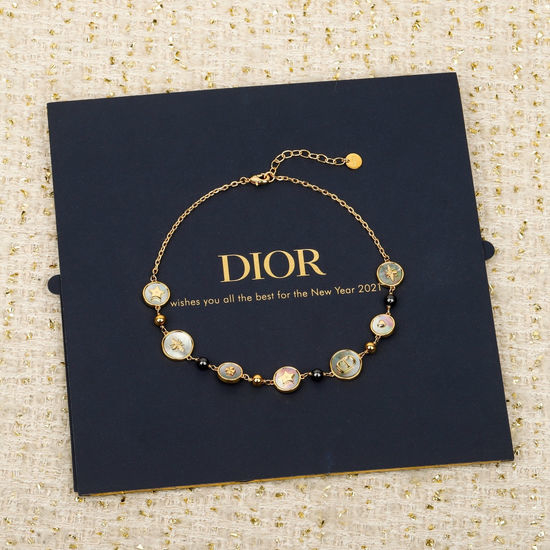 Christian Dior CD Shell Round Pendant Necklace